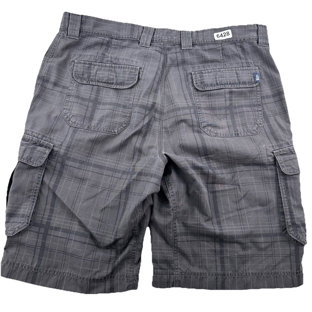 VTG  The North Face Cargo Plaid Shorts Men 36 x 11 Gray Hiking Outdoor Gorpcore